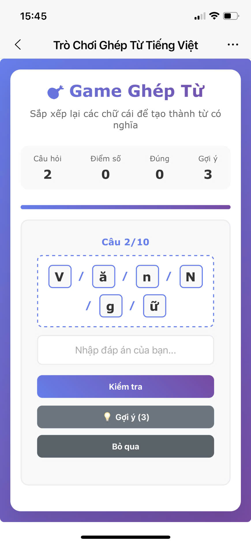 [Canva]  Câu lệnh trò chơi ghép từ Tiếng Việt